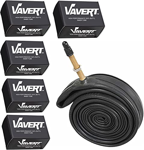 VAVERTTUB Vavert Schlauch 700 x 25/32c Presta-Ventil (40 mm) – 5 Stück Innenschläuche, Schwarz, 700X25/32C Valve (40MM) von VAVERTTUB