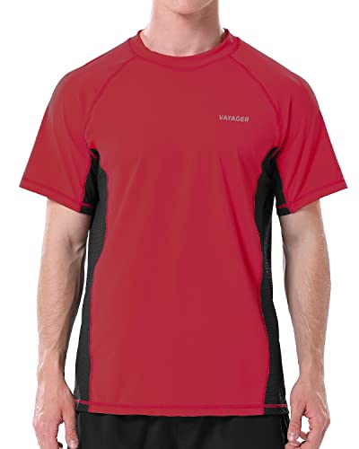 VAYAGER Herren-Bade-Shirt, Rashguard, LSF 50+, kurzärmelig, schnell trocknend, lockere Passform, Wassersurf-Shirt, Hemd von VAYAGER