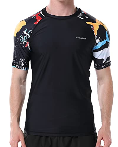 VAYAGER Herren-Badeshirts, Rashguard, UPF 50+, kurze Ärmel, schnell trocknend, lockere Passform, Wasser-Surf-Shirt von VAYAGER