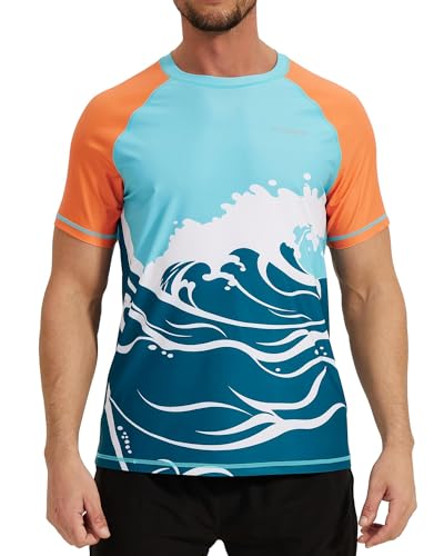 VAYAGER Herren-Badeshirts Rash Guard UPF 50+ Kurzarm, schnell trocknend, lockere Passform, Wassersurf-Shirt von VAYAGER