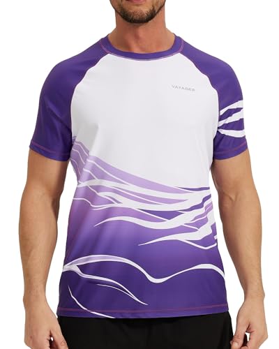 VAYAGER Herren-Badeshirts Rash Guard UPF 50+ Kurzarm, schnell trocknend, lockere Passform, Wassersurf-Shirt von VAYAGER