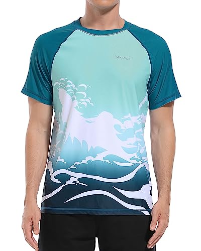 VAYAGER Herren-Badeshirts Rash Guard UPF 50+ Kurzarm, schnell trocknend, lockere Passform, Wassersurf-Shirt von VAYAGER