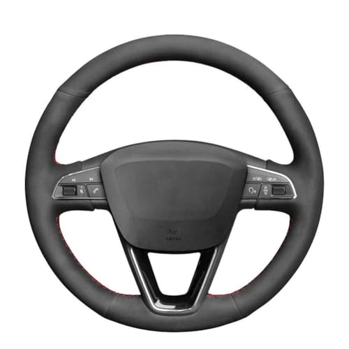 VBCXGV Schwarze Wildleder Handnähen Auto Lenkradabdeckung, für SEAT Leon 5F 2013-2020 Toledo 2014-2015 Arona 2017-2021 von VBCXGV