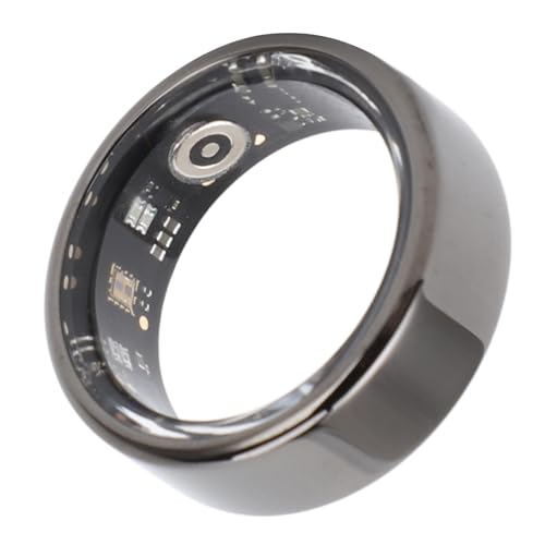 Smart Ring Health Tracker, Bluetooth 5.1 IP68 Wasserbeständiger Schlaf-Tracking-Gesundheitsring für Frauen und Männer, für Android, IOS, Größe 8 (Black) von VBESTLIFE