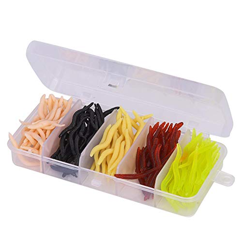 T0043 150PCS 4cm Silikon Multicolor Wurm Weichfischköder Bionic Weichwurm Lebensechte Regenwurmköder Set Fischgerät Zubehör (Fünf Farben gemischt) von VBESTLIFE