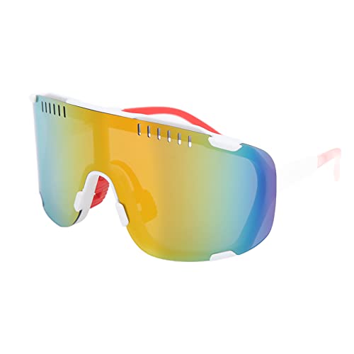 VBESTLIFE Quadratische Motorrad-Sonnenbrille, UV-Schutz, Bunt, Winddicht, Outdoor-Sportbrille Zum Reiten (Weiß und Rot) von VBESTLIFE