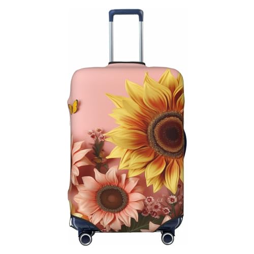 VBNTY Große Sonnenblumen-Reisegepäckabdeckung, elastisch, waschbar, Kofferschutz, modisch, dehnbar, staubdicht, passend für 45,7–81,3 cm Gepäck, Schwarz , XL von VBNTY