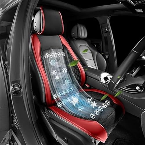VBVARV Autolüftungskissen Auto -Lüftersitz 3 Kühlgeschwindigkeiten Anti-Sweat Universal Autositzabdeckungen Für Sommer Fahren,Rot,16 Fans von VBVARV