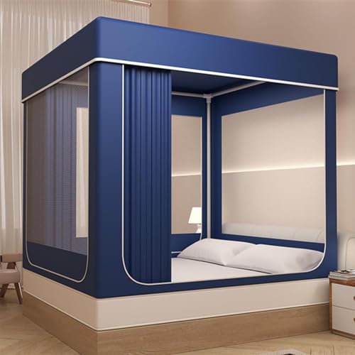 VBVARV Bettzelt Zwillingsgröße Blackout Privacy Indoor Bettdach Für Erwachsene Schlafzelt 70% Leicht Atmungsaktiv,Blau,120X200CM von VBVARV