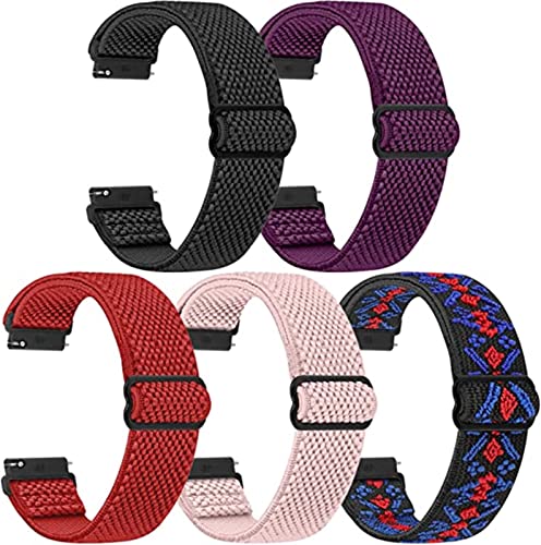 VBVARV Elastische Uhrenarmbänder 20Mm 23Mm Schnellverschluss-Ersatzarmband Einstellbar Dehnbares Uhrenarmband Aus Nylon Sportband Für Männer Und Frauen, 5 Packungen,A,23MM von VBVARV