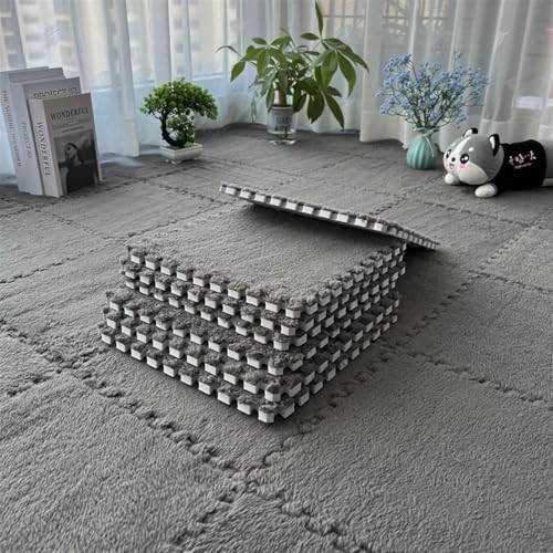 VBVARV Plüschige Puzzle-Schaumstoff-Bodenmatte Dicke Ineinander Greifende, Flauschige Fliesen Mit Rand Quadratischer Teppich Für Zimmerboden 30 X 1 cm,14,100PCS von VBVARV