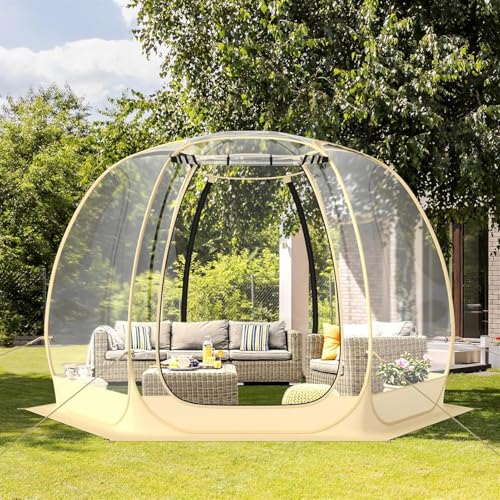 VBVARV Pop-Up-Kuppelzelt Große Wetterfeste Kapsel Für 6–10 Personen Durchsichtiges Outdoor-Zelt Iglu-Zeltkuppel Für Kälteschutzdecks Für Familien,Beige,180X165CM von VBVARV