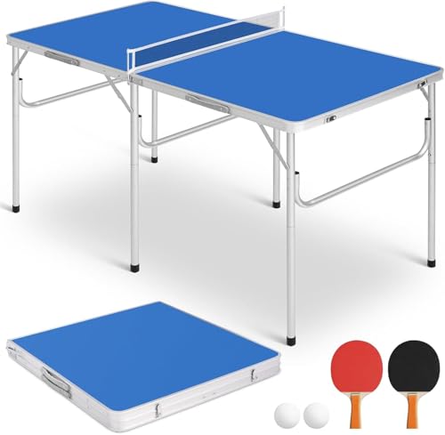 VBVARV Professionelle Outdoor-Tischtennisplatten Indoor/Outdoor Tragbares Pingpong-Tischspiel Mit Netz Für Erwachsene/Jugendliche,Schwarz von VBVARV