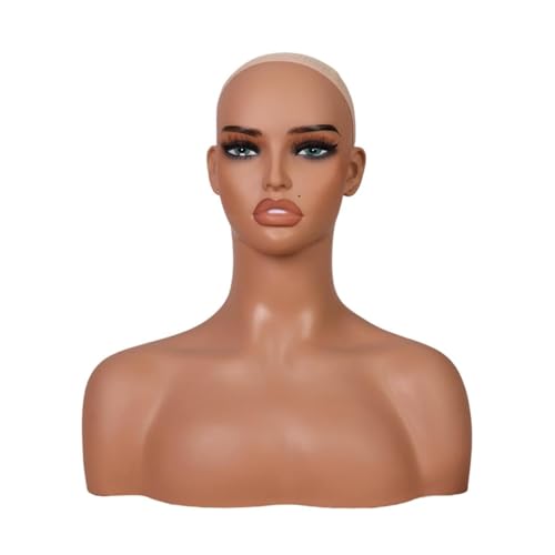 VBVARV Realistischer Weiblicher Schaufensterpuppenkopf Mit Schulteranzeige Puppenkopfbüste Für Perücken, Make-Up,04 von VBVARV