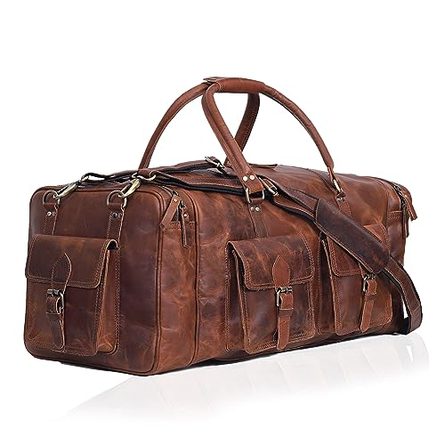 Große Reisetasche für Herren, Leder, Reisetasche, Übernachtung, Fitnessstudio, Sport, Wochenendtasche, hellbraun, 24" Large, Reisetasche aus Leder Große Reisetasche für Herren, Leder, Reisetasche, Übernachtung, Fitnessstudio, Sport, Wochenendtasche, hellbraun, 24" Large, Reisetasche aus Leder von VC VINTAGE COUTURE
