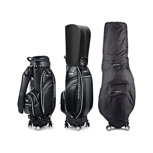 VDLLQYN, Professionelle Golftasche mit 4 Universalrädern, hochwertige Golf-Cart-Tasche aus Mikrofaser-Leder, tragbare Golf-Standtasche for Männer und Frauen,Golf Tasche.(Black) von VDLLQYN