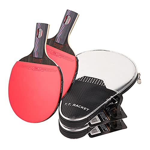 VDLLQYN, Tischtennisschläger for Sporttraining, ITTF-zugelassener Gummi, Carbon-Tischtennisschläger auf Leistungsniveau, 2er-Pack/Langer Griff ，Tischtennisschläger(2 Pack,Long Handle) von VDLLQYN