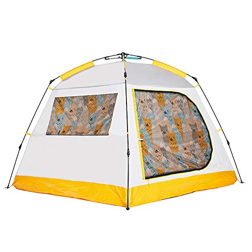 VDLLQYN, Zelt Automatisches Instant Pop-Up Campingzelt Strandzelt Groß 3-4 Personen Schutz Familienzelt Outdoor Camping Wandern Familie Strand-Blau,Zelte(Yellow) von VDLLQYN