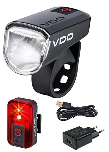 VDO Fahrradlampe Eco Light M30 Set Rücklicht Frontleuchte (Set Rücklicht und Frontleuchte Plus) von VDO