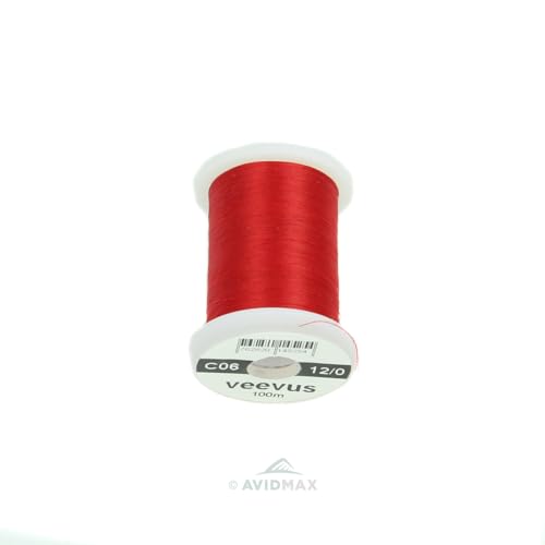 VEEVUS Unisex-Adult C06 Fly-Tying Thread, Red, 12/0 von VEEVUS