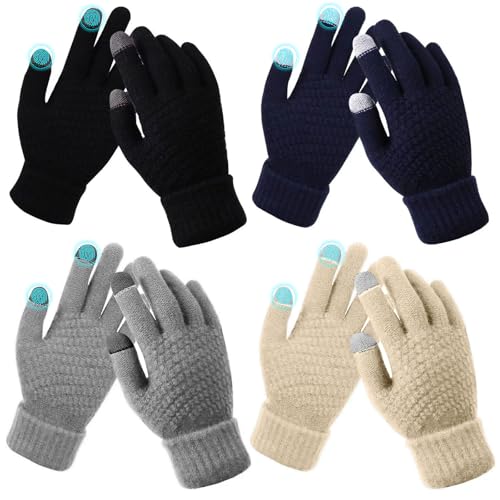 VEGCOO Winter Touchscreen Handschuhe, Damen Winter Strickhandschuhe, Winterhandschuhe Damen Warme Handschuhe, Fleece Gefütterte Handschuhe für Skifahren Radfahren Outdoor-Fahren und SMS von VEGCOO