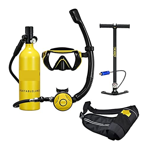 VEIBAO Tragbare Mini-Tauchflasche, Schnorchel-Unterwassertauch-Rebreather-Tauchgerät, Tragbare Tiefschnorchelausrüstung für Unterwasser-Erkundungs-Rettungstraining(Blackhead in Yellow Bottle) von VEIBAO