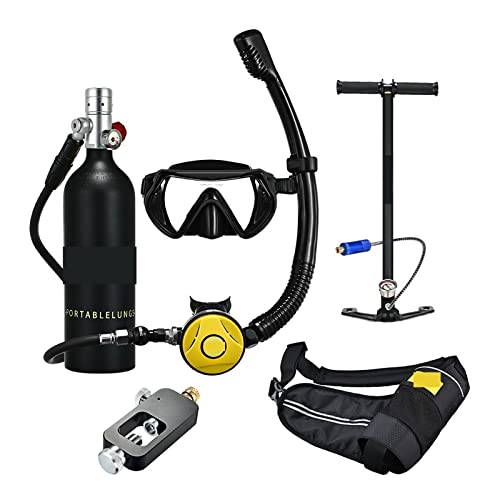 VEIBAO Tragbare Mini-Tauchflasche, Schnorchel-Unterwassertauch-Rebreather-Tauchgerät, Tragbare Tiefschnorchelausrüstung für Unterwasser-Erkundungs-Rettungstraining(SKU5 Black Bottle Silver Head) von VEIBAO