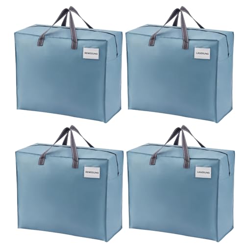 VENO 84 Liter Extra Groß Aufbewahrungstasche mit starke Griffe und Reißverschlüssen für Umzug, Aufbewahrungsboxen, Kleideraufbewahrung, Unterbett Aufbewahrungsbox,Reisetasche (M Hellblau,4-er Set) VENO 84 Liter Extra Groß Aufbewahrungstasche mit starke Griffe und Reißverschlüssen für Umzug, Aufbewahrungsboxen, Kleideraufbewahrung, Unterbett Aufbewahrungsbox,Reisetasche (M Hellblau,4-er Set) von VENO