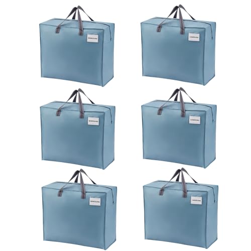VENO 84 Liter Extra Groß Aufbewahrungstasche mit starke Griffe und Reißverschlüssen für Umzug, Aufbewahrungsboxen, Kleideraufbewahrung, Unterbett Aufbewahrungsbox,Reisetasche (M Hellblau,6-er Set) VENO 84 Liter Extra Groß Aufbewahrungstasche mit starke Griffe und Reißverschlüssen für Umzug, Aufbewahrungsboxen, Kleideraufbewahrung, Unterbett Aufbewahrungsbox,Reisetasche (M Hellblau,6-er Set) von VENO