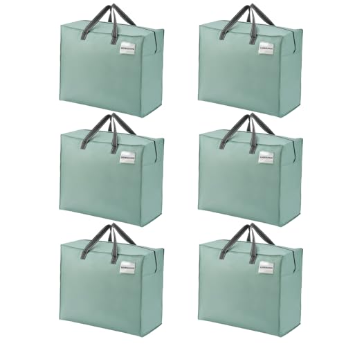 VENO 84 Liter Extra Groß Aufbewahrungstasche mit starke Griffe und Reißverschlüssen für Umzug, Aufbewahrungsboxen, Kleideraufbewahrung, Unterbett Aufbewahrungsbox,Reisetasche (M Hellgrün,6-er Set) VENO 84 Liter Extra Groß Aufbewahrungstasche mit starke Griffe und Reißverschlüssen für Umzug, Aufbewahrungsboxen, Kleideraufbewahrung, Unterbett Aufbewahrungsbox,Reisetasche (M Hellgrün,6-er Set) von VENO