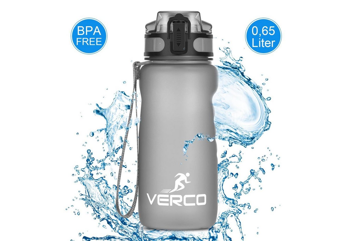 VERCO Trinkflasche 650 ml Sport Tritan 0,65 Liter Flasche, Wasserflasche BPA Frei mit Fruchtsieb wiederverwendbar nachhaltig VERCO Trinkflasche 650 ml Sport Tritan 0,65 Liter Flasche, Wasserflasche BPA Frei mit Fruchtsieb wiederverwendbar nachhaltig von VERCO