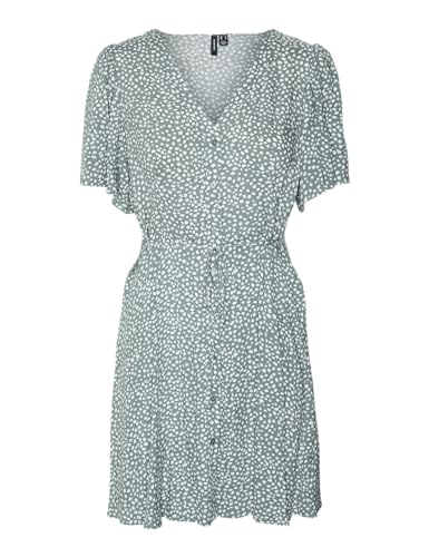VERO MODA Damen Viskose Mini-Kleid Kurzarmkleid mit Punkten VMAlba 10292845 Laurel Wreath Joey Dot XS von VERO MODA