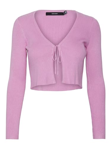 VERO MODA Strickjacke Stretch RIPP Langarm Cardigan Cropped mit Schleife RIPP Knit Jacket VMGLORY, Farben:Rosa,Größe Damen:XL VERO MODA Strickjacke Stretch RIPP Langarm Cardigan Cropped mit Schleife RIPP Knit Jacket VMGLORY, Farben:Rosa,Größe Damen:XL von VERO MODA