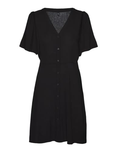 VERO MODA Damen Viskose Mini-Kleid Kurzarmkleid VMAlba 10292845 Black S von VERO MODA