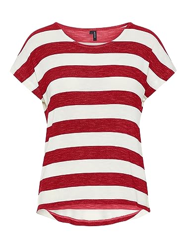 VERO MODA Damen VMWIDE Stripe S/L TOP GA NOOS 10284474, Goji Berry/Snow White, XS VERO MODA Damen VMWIDE Stripe S/L TOP GA NOOS 10284474, Goji Berry/Snow White, XS von VERO MODA