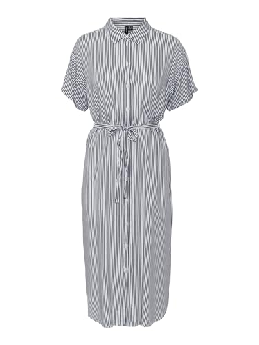 VERO MODA Damen Leichtes Kurzarm Kleid Midi Blusen Dress Locker mit Gürtel und Hemdkragen VMBUMPY, Farben:Weiß,Größe Damen:XS VERO MODA Damen Leichtes Kurzarm Kleid Midi Blusen Dress Locker mit Gürtel und Hemdkragen VMBUMPY, Farben:Weiß,Größe Damen:XS von VERO MODA