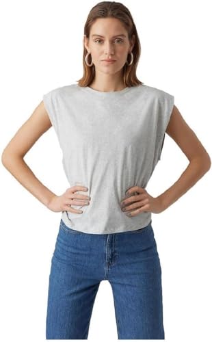 Vero Moda Damen Vmpanna Glenn Sl Top Noos Shirt, Light Grey Melange, XXL EU von VERO MODA