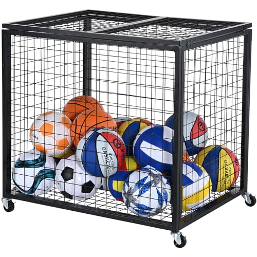VEVOR Ballwagen Rollwagen 850 x 675 x 825 mm Sportbällen, Abschließbarer Basketballkäfig Ballkäfig, Sportausrüstung für den Innen- und Außenbereich, Rollbar Aufbewahrungswagen aus Stahl für Garagen VEVOR Ballwagen Rollwagen 850 x 675 x 825 mm Sportbällen, Abschließbarer Basketballkäfig Ballkäfig, Sportausrüstung für den Innen- und Außenbereich, Rollbar Aufbewahrungswagen aus Stahl für Garagen von VEVOR