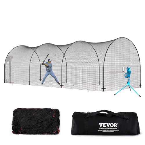 VEVOR Baseball-Schlagkäfig-Netz mit Rahmen und Netz 10 x 3,6 x 3 m, Baseballkäfig-Netz zum Schlagen und Aufstellen, Baseballnetz, Schlagkäfig für Jugendliche oder Erwachsene Schwarz Hinterhof von VEVOR