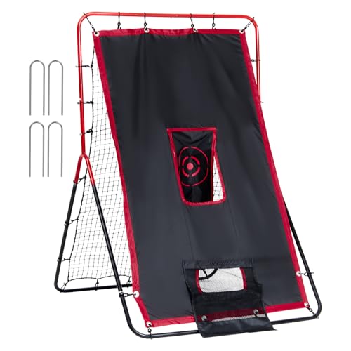 VEVOR Baseball- und Softball-Rebounder-Netz, 2 in 1 914 x 1372 mm 2-in-1 Baseball-Pitch-Trainer, PitchBack Baseball Pitching Return Trainer Nest, Bounce Back Net für Feld-/Wurfübungen, rot von VEVOR