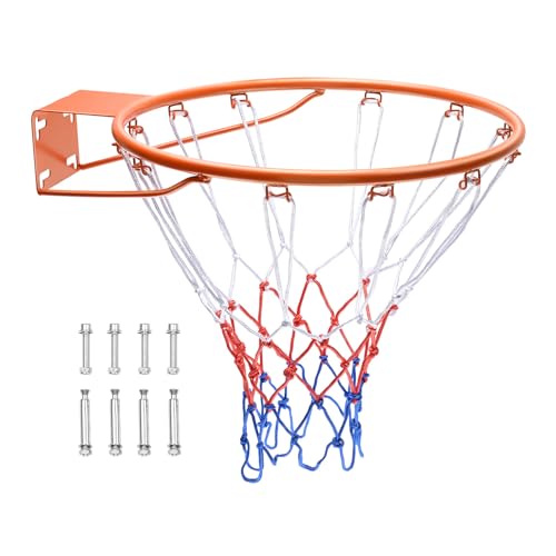 VEVOR Basketballkorb Hangring Basketballring 483 mm, Basketball Basketballring Netz 577 x 483 x 110 mm Qualität-und Sicherheitsgeprüft Indoor & Outdoor, Universal Stabiler Basketballkorb Orange von VEVOR