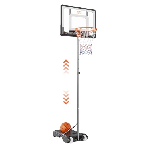 VEVOR Basketballkorb Outdoor Basketballständer 152,4–213,4 cm Einstellbare Höhe, Basketballanlage Schwarz Wetterbeständig Rostbeständig, Basketballkorb Standfuß mit Wasser oder Sand Mobil von VEVOR