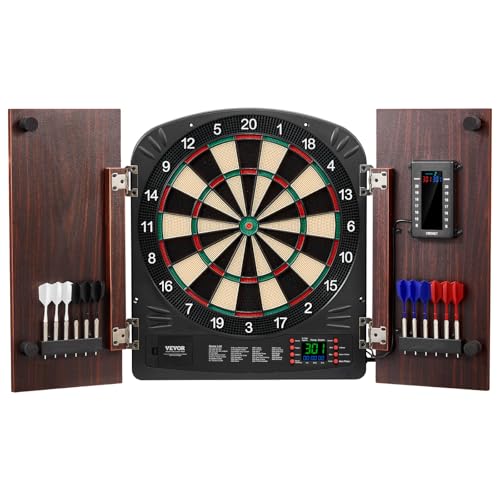 VEVOR Dartboard- und Schrankset Home Dart Board Center Dartscheibe 34,3 cm, verstaubarer Dartschrank mit elektronischer Punktezählung & einfacher Montage, komplett mit sämtlichem Zubehör Party von VEVOR