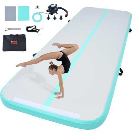 VEVOR Gymnastik-Luftmatte Aufblasbare Gymnastik-Tumbling-Matte, Tumbling-Bahn mit Elektrischer Pumpe, 300 x 101 x 10 cm Trainingsmatten für den Heimgebrauch/Fitnessstudio/Yoga/Cheerleading Grün von VEVOR