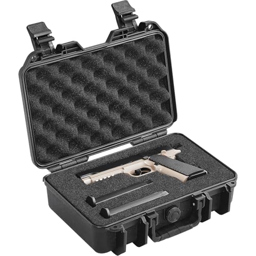 VEVOR Hartschalenkoffer Pistolen, Pistolenkoffer mit vorgeschnittenem PU-Schaum, staubdichter Hartschalenkoffer für 1 Pistole, abschließbarer Pistolenkoffer, Waffenkoffer schwarz, 320 x 240 x 118 mm VEVOR Hartschalenkoffer Pistolen, Pistolenkoffer mit vorgeschnittenem PU-Schaum, staubdichter Hartschalenkoffer für 1 Pistole, abschließbarer Pistolenkoffer, Waffenkoffer schwarz, 320 x 240 x 118 mm von VEVOR