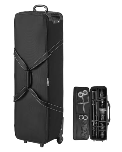 VEVOR Studio Trolley 118x37x30 cm, Transporttasche für Studioausrüstung, Kameratasche auf Rollen, Studiotasche mit Rollen, Riemen, gepolstertem Fach, Griff, für Lichtstative, Stative, Teleskope VEVOR Studio Trolley 118x37x30 cm, Transporttasche für Studioausrüstung, Kameratasche auf Rollen, Studiotasche mit Rollen, Riemen, gepolstertem Fach, Griff, für Lichtstative, Stative, Teleskope von VEVOR