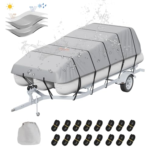 VEVOR Ponton-Boot-Abdeckung, 579-609 cm wasserdichte, Trailerbare Ponton-Abdeckung, 800D Marine Grade PU Oxford-Gewebe, mit Motorabdeckung, 16 winddichten Schnallenriemen VEVOR Ponton-Boot-Abdeckung, 579-609 cm wasserdichte, Trailerbare Ponton-Abdeckung, 800D Marine Grade PU Oxford-Gewebe, mit Motorabdeckung, 16 winddichten Schnallenriemen von VEVOR