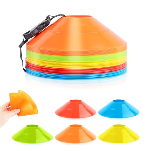 VFANDV Fussball Hütchen Set, Sport Hütchen 5 Farben Hütchen Fussball Set, Runde Markierungshütchen für Hockey, Fussball, Eislaufen, Handball, Koordinationstraining (Colorato 50p) VFANDV Fussball Hütchen Set, Sport Hütchen 5 Farben Hütchen Fussball Set, Runde Markierungshütchen für Hockey, Fussball, Eislaufen, Handball, Koordinationstraining (Colorato 50p) von VFANDV