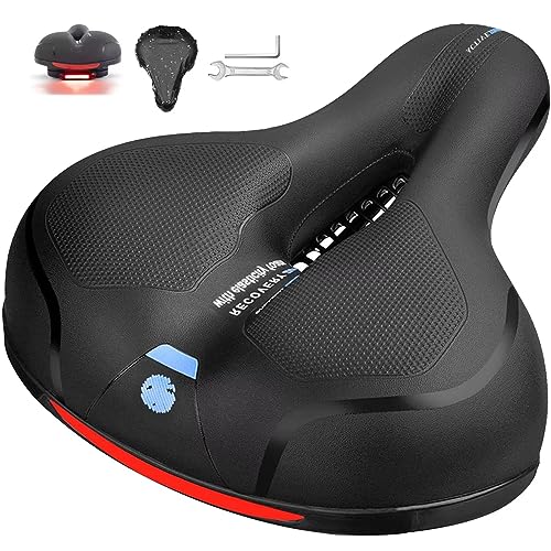 Cloud Comfort Pro Sattel, Ergonomischer Fahrradsattel Herren Damen Bequem Weich, Fahrrad Sattel mit Doppelfeder-Stoßdämpferkugel, Memory Foam und Reflektorstreifen von VFDC