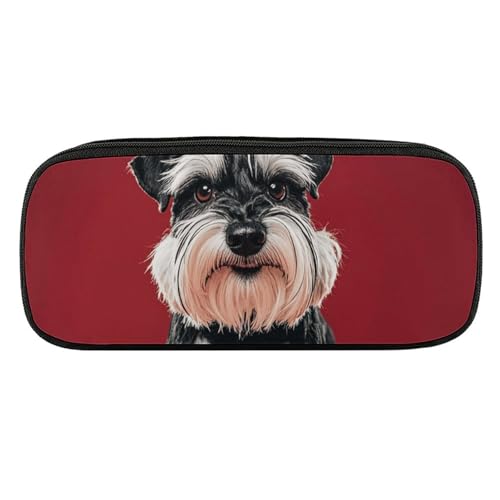 VFKLT Schnauzer Federmäppchen, tragbares Federmäppchen, Stiftetasche, Make-up-Tasche, Aufbewahrungstasche, Stiftebox, Kosmetiktasche für Damen, Herren, Büro, Schwarz , Einheitsgröße, Federmäppchen von VFKLT